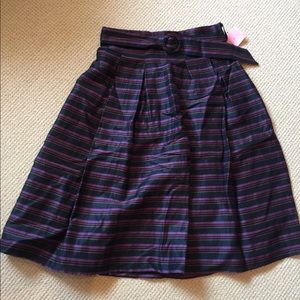 Louben Linen/Silk Striped Pleated Full Skirt SZ. 8